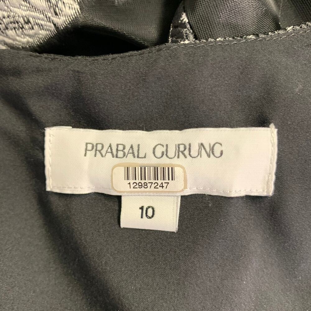 PRABAL GURUNG Size 10 Black Silver Polyester Floral A-Line Cocktail Dress - Picture 4 of 5